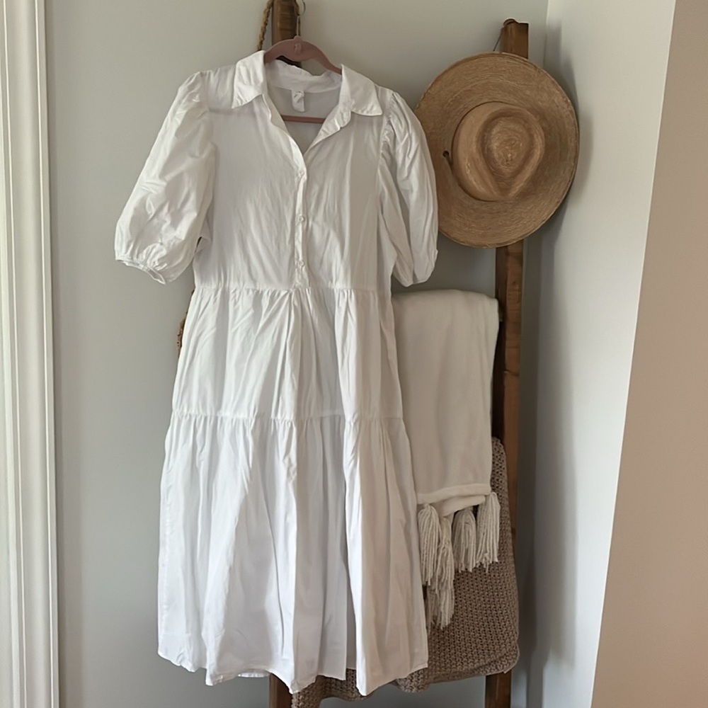ANTHROPOLOGIE AMADI Cordelia Tiered Midi Shirt Dress Size Large